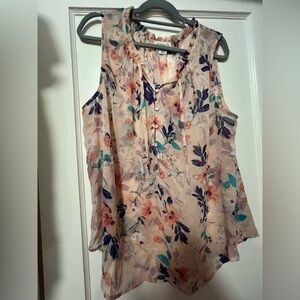 Liz Claiborne Pink Sleeveless Tie Front Blouse